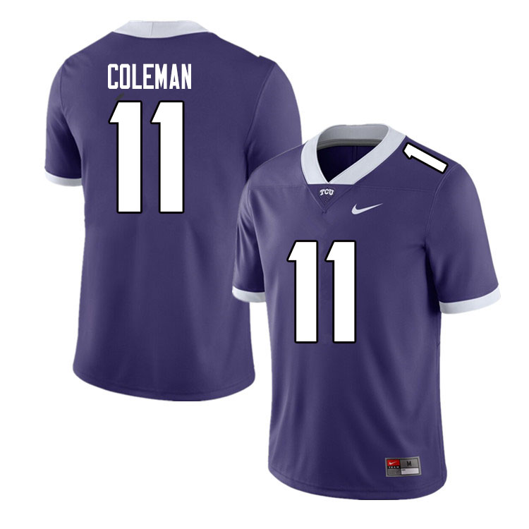 Men #11 Khari Coleman TCU Horned Frogs College Football Jerseys Sale-Purple - Click Image to Close